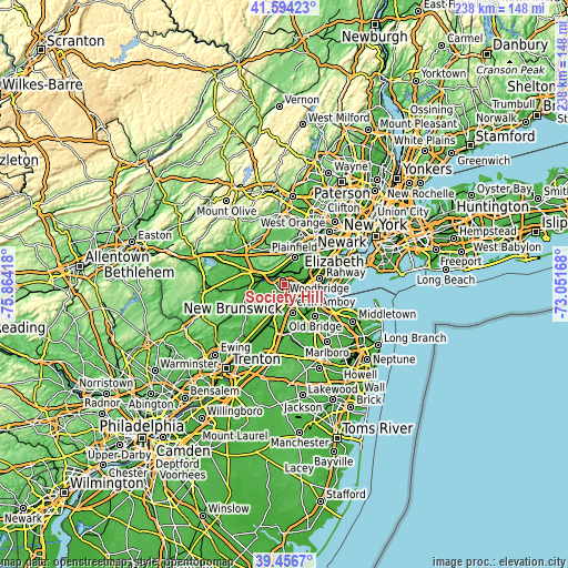 Topographic map of Society Hill