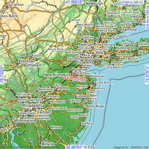 Topographic map of South River