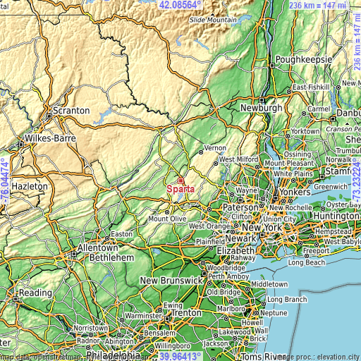 Topographic map of Sparta