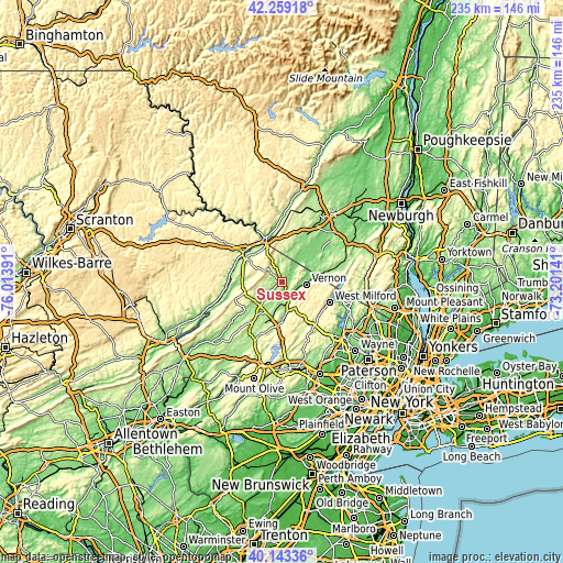 Topographic map of Sussex