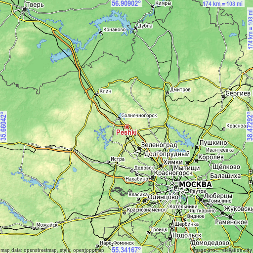 Topographic map of Peshki