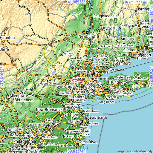 Topographic map of Totowa