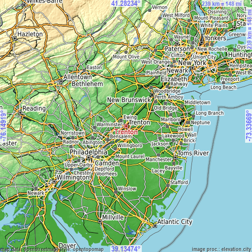 Topographic map of Trenton