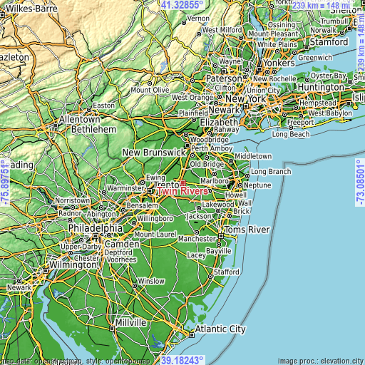 Topographic map of Twin Rivers