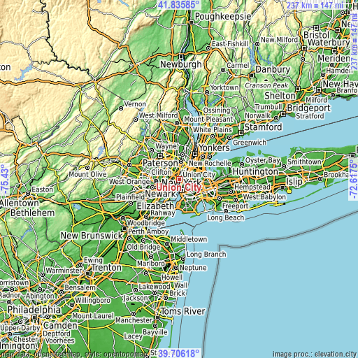 Topographic map of Union City