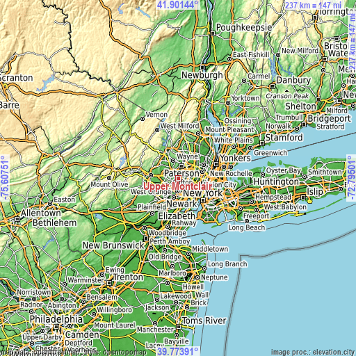 Topographic map of Upper Montclair