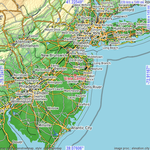 Topographic map of Vista Center