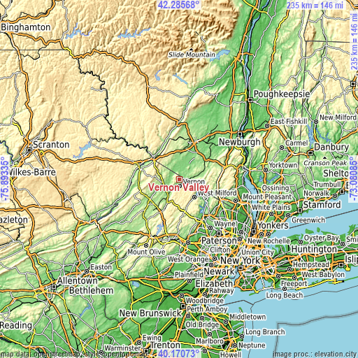 Topographic map of Vernon Valley