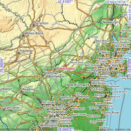 Topographic map of Washington