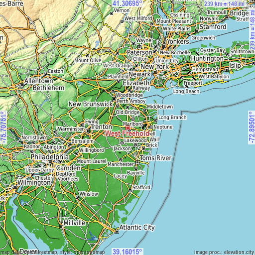 Topographic map of West Freehold