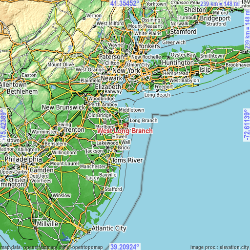 Topographic map of West Long Branch