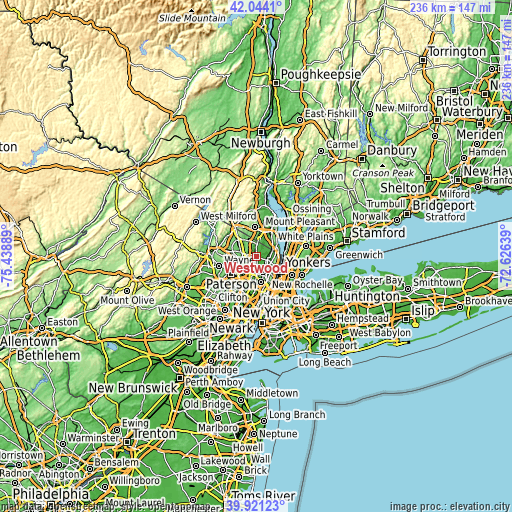 Topographic map of Westwood