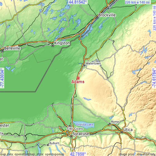 Topographic map of Adams