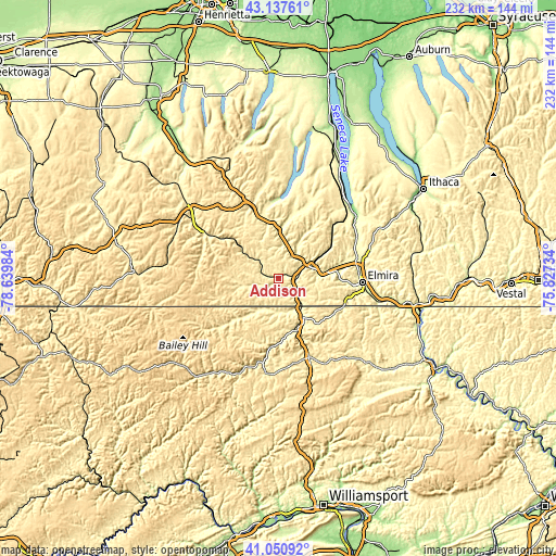 Topographic map of Addison