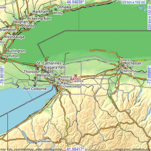 Topographic map of Akron