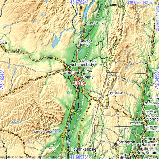 Topographic map of Albany