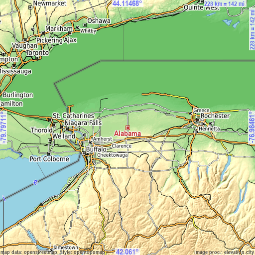 Topographic map of Alabama