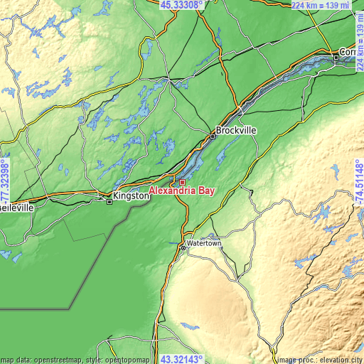 Topographic map of Alexandria Bay