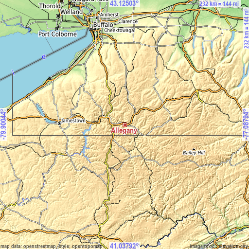 Topographic map of Allegany