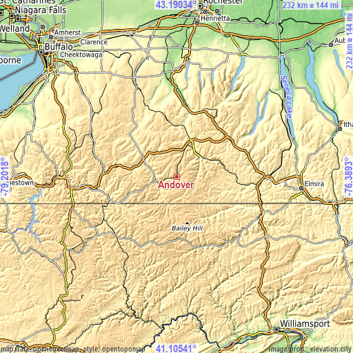 Topographic map of Andover