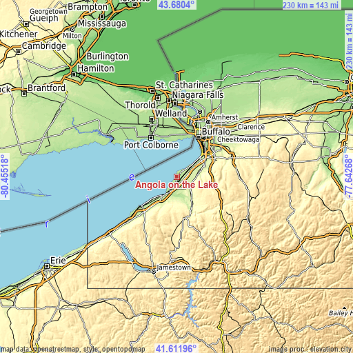 Topographic map of Angola on the Lake