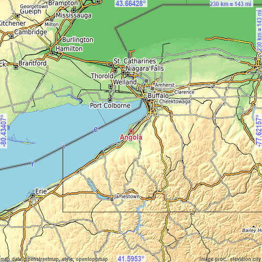 Topographic map of Angola