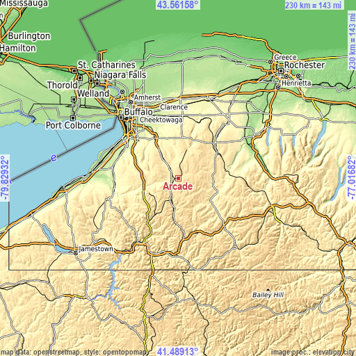 Topographic map of Arcade