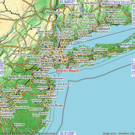 Topographic map of Atlantic Beach