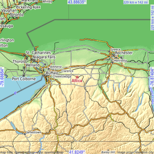 Topographic map of Attica