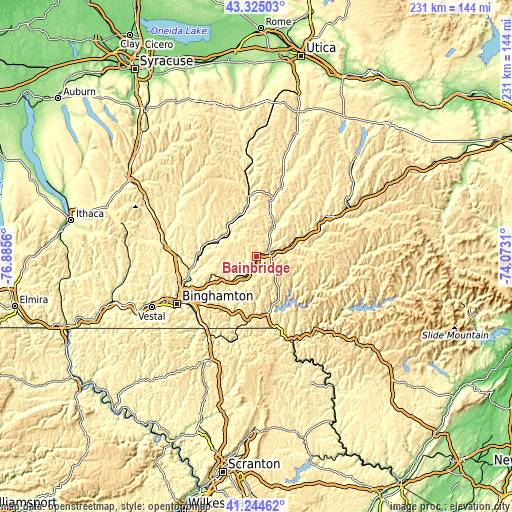 Topographic map of Bainbridge