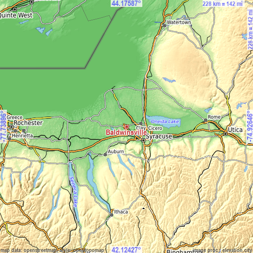 Topographic map of Baldwinsville