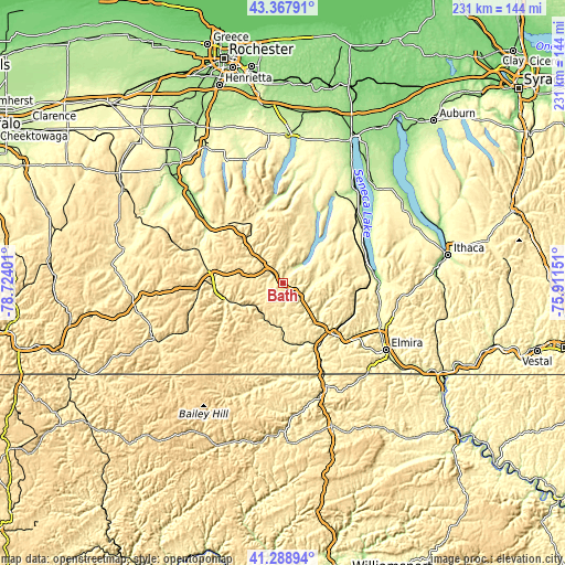 Topographic map of Bath