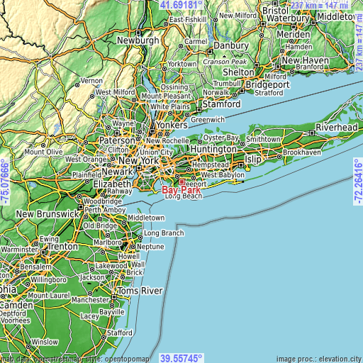 Topographic map of Bay Park