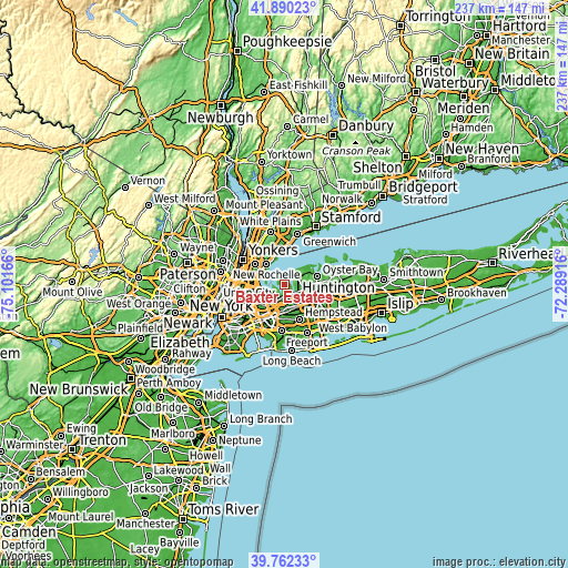 Topographic map of Baxter Estates