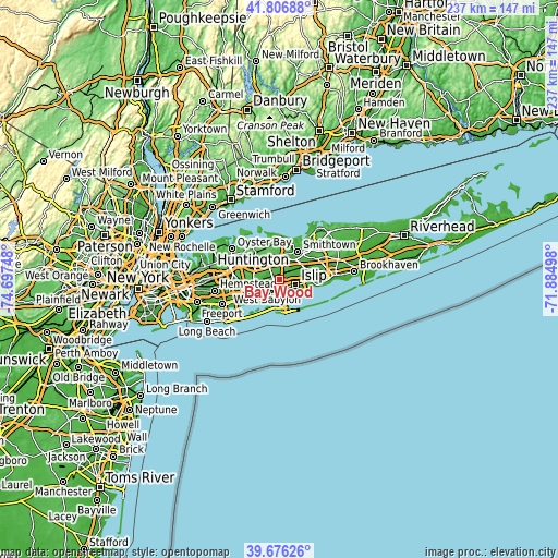 Topographic map of Bay Wood