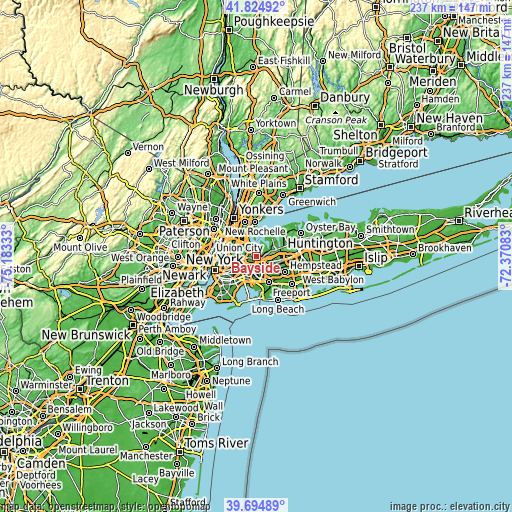 Topographic map of Bayside