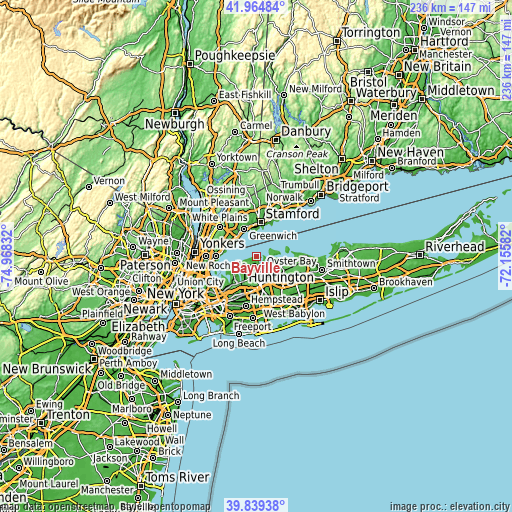 Topographic map of Bayville