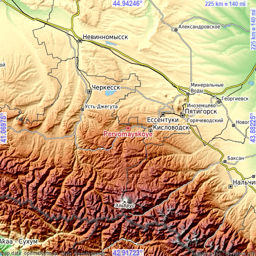 Topographic map of Pervomayskoye