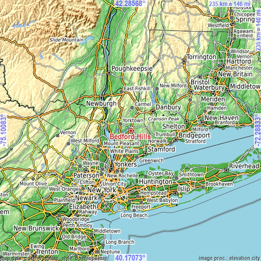 Topographic map of Bedford Hills