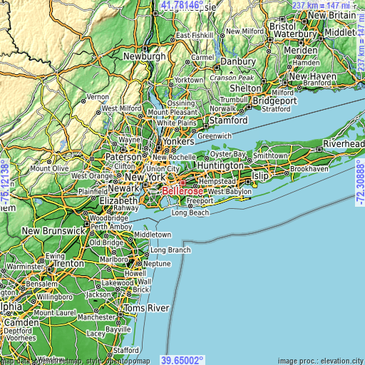 Topographic map of Bellerose