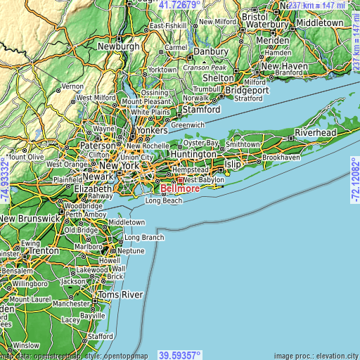 Topographic map of Bellmore