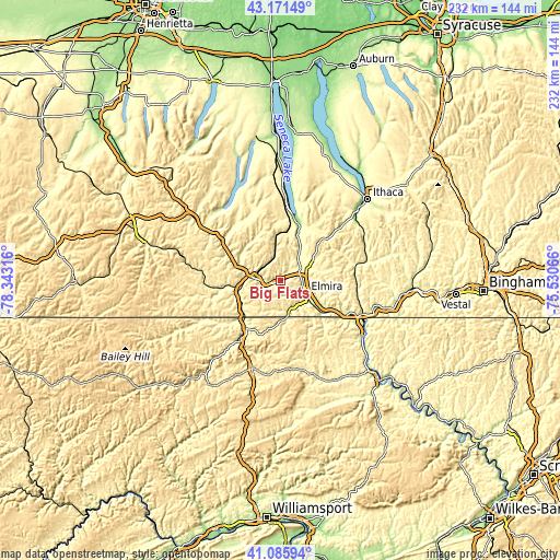 Topographic map of Big Flats