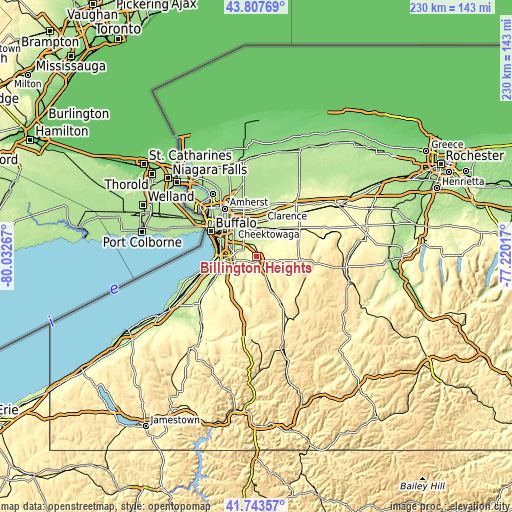 Topographic map of Billington Heights