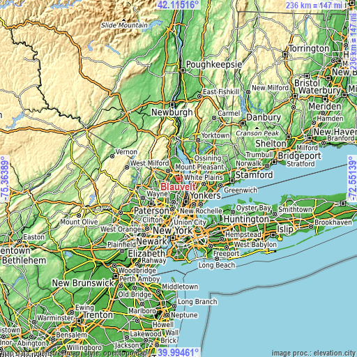 Topographic map of Blauvelt