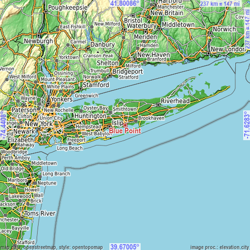 Topographic map of Blue Point