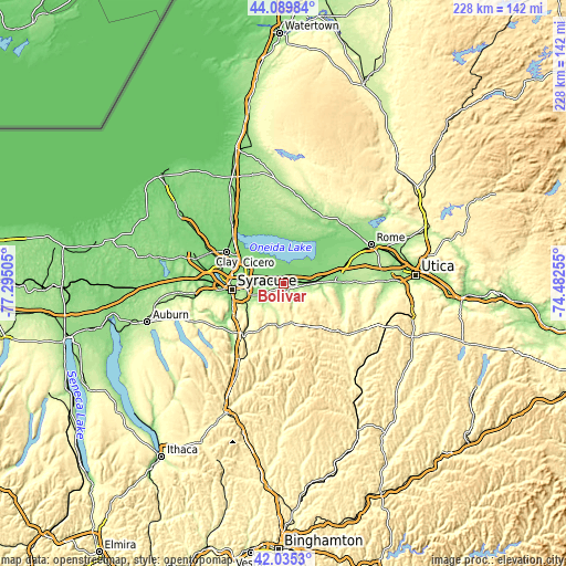 Topographic map of Bolivar