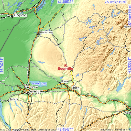 Topographic map of Boonville