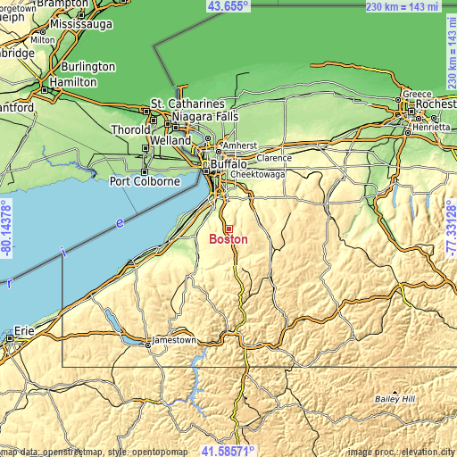 Topographic map of Boston