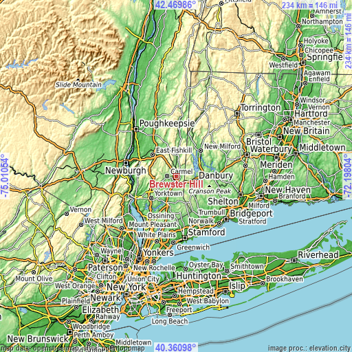 Topographic map of Brewster Hill