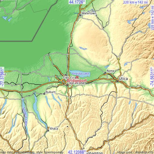 Topographic map of Bridgeport